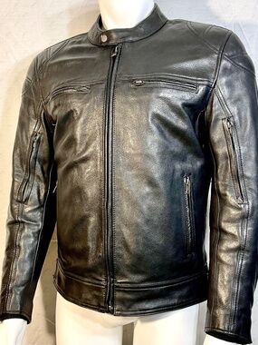 First Manufacturing Top Performer Leather Motorcycle Jacket Black Men’s Small
